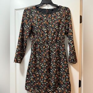 J. Crew Black Dress with Multicolor Floral Pattern